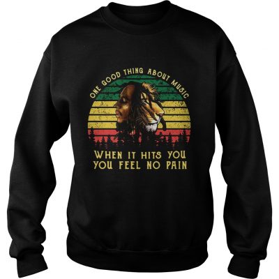 Bob Marley Iron Lion Zion one good thing about music when it hits you you feel no pain retro Sweater