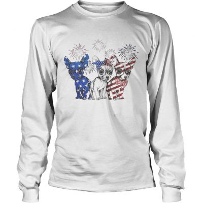 Chihuahua blue white and red American flag Longsleeve Tee