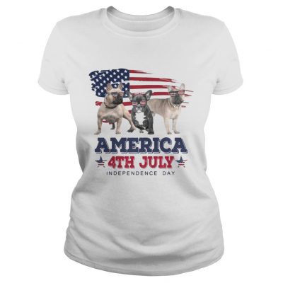 Cool French Bulldog America 4th July Independence Day Ladies Tee