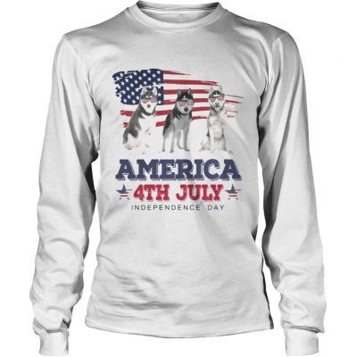 Cool Husky America 4th July Independence Day Longsleeve Tee