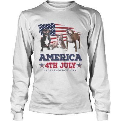 Cool Pit Bull America 4th July Independence Day Longsleeve Tee
