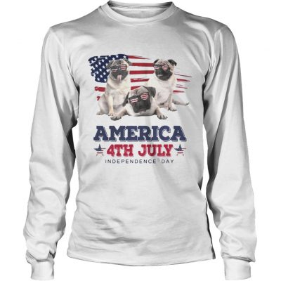 Cool Pug America 4th July Independence Day Longsleeve Tee