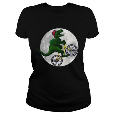 Dinosaurs Ride Bicycles On The Moon Ladies Tee