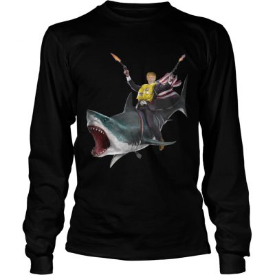 Donald Trump riding shark Independence Day 4th of July Longsleeve Tee