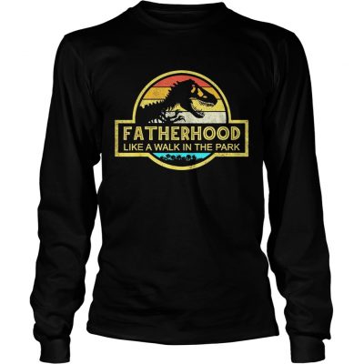 Fatherhood Like A Walk In The Park Sunset Retro Longsleeve Tee