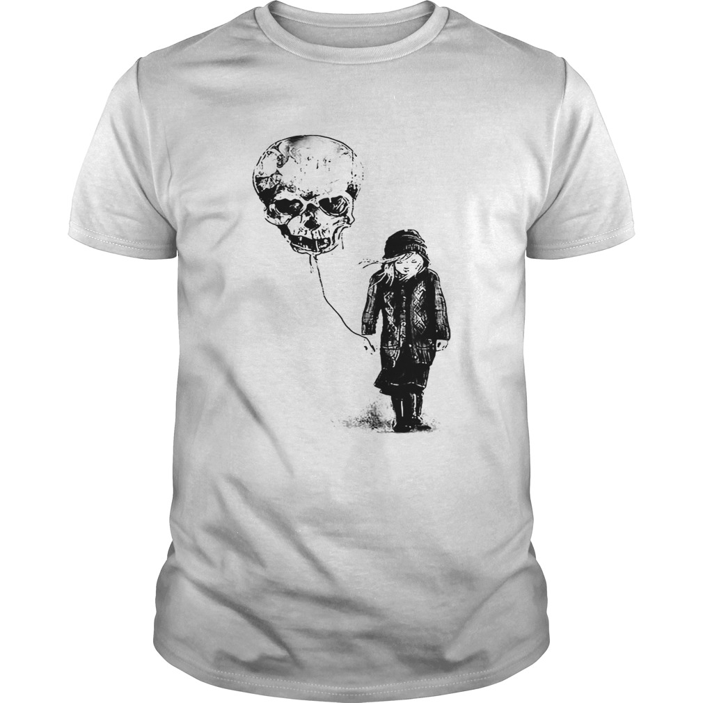 Girl with skull balloon shirt