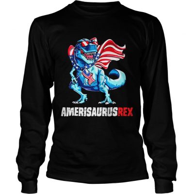 Independence Day 4th July Amerisaurus Trex Longsleeve Tee