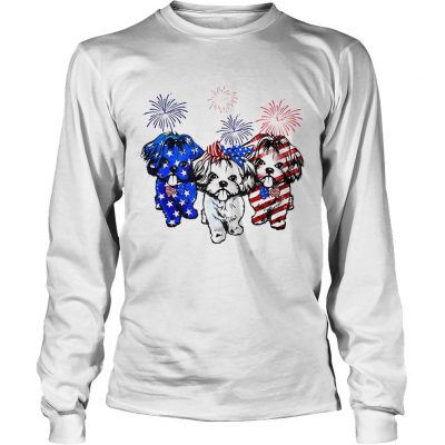 Independence day 4th of July Shih Tzu beauty America flag Longsleeve Tee