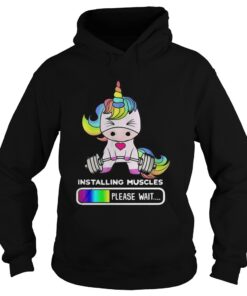 Installing Muscles Please Wait Gym Fitness Unicorn Hoodie