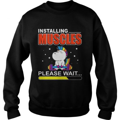 Installing Muscles Please Wait Weightlifting Unicorn Sweater
