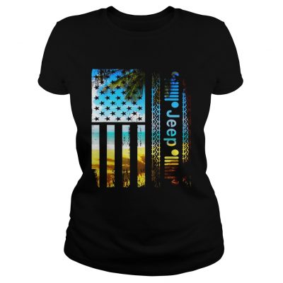 Jeep American flag summer beach Ladies Tee