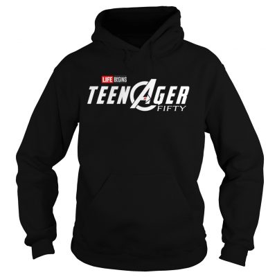 Marvel Avengers Endgame Life Begins Teen Ager fifty Avengers Hoodie