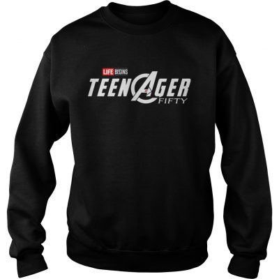 Marvel Avengers Endgame Life Begins Teen Ager fifty Avengers Sweater