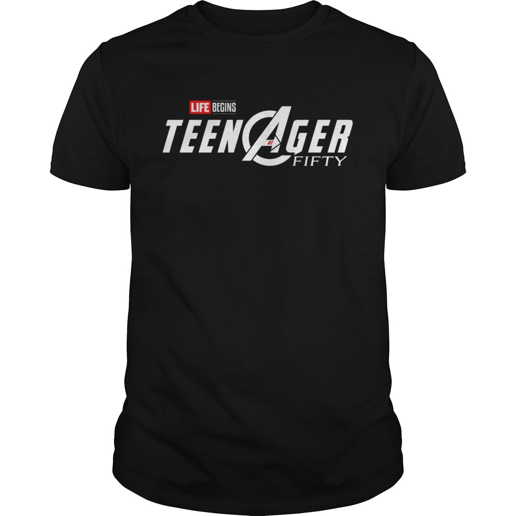 Marvel Avengers Endgame Life Begins Teen Ager fifty Avengers shirt