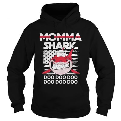 Momma shark nurse American flag Hoodie