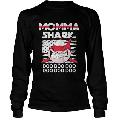 Momma shark nurse American flag Longsleeve Tee