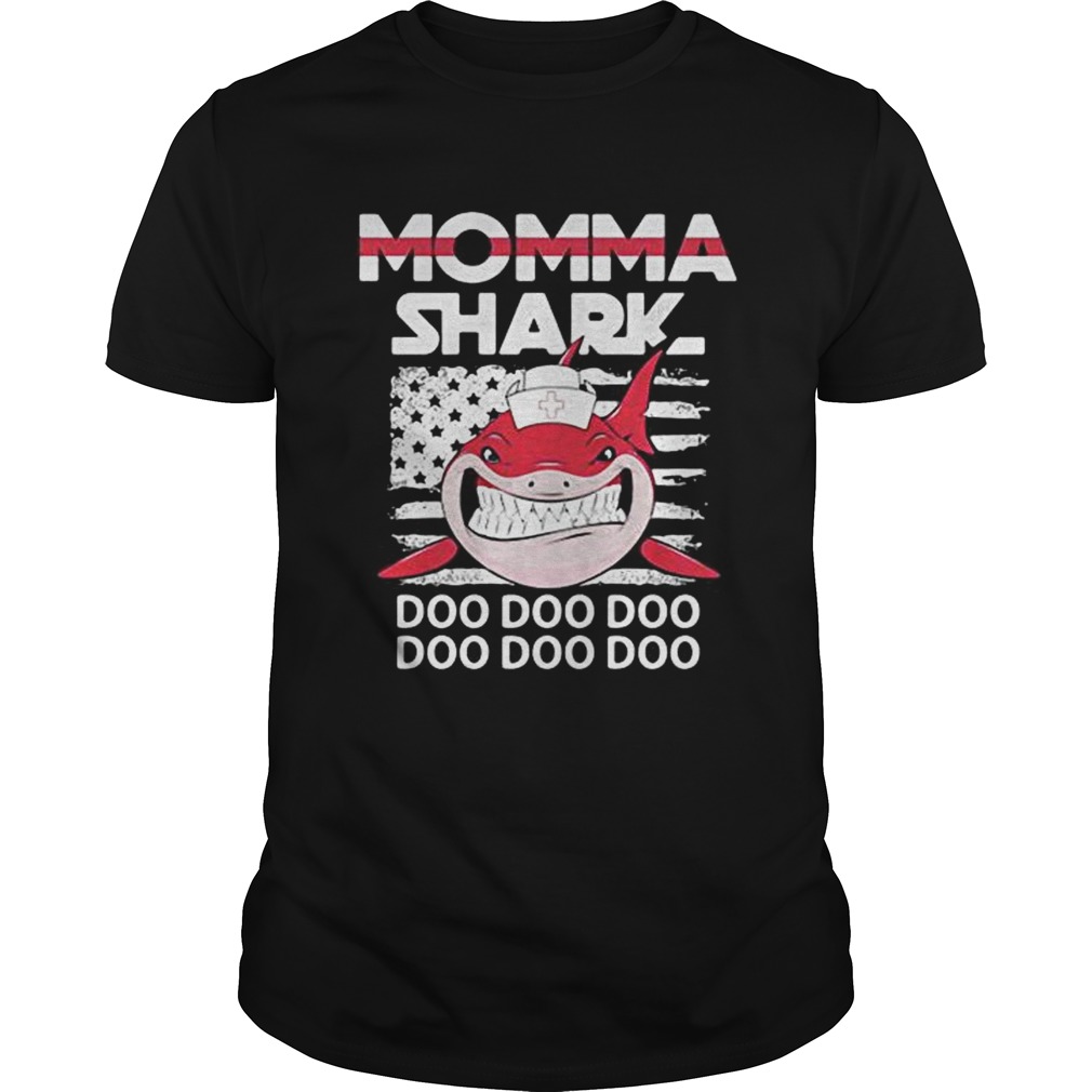 Momma shark nurse American flag shirt