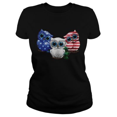 Owl American flag Ladies Tee
