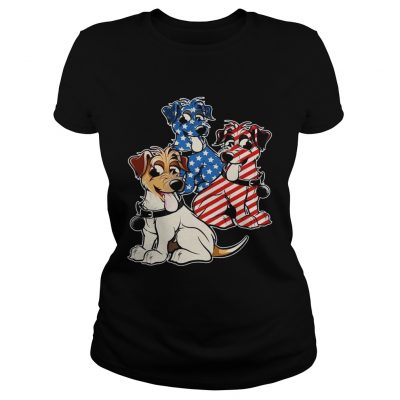 Parson Russell Terrier American Flag Ladies Tee