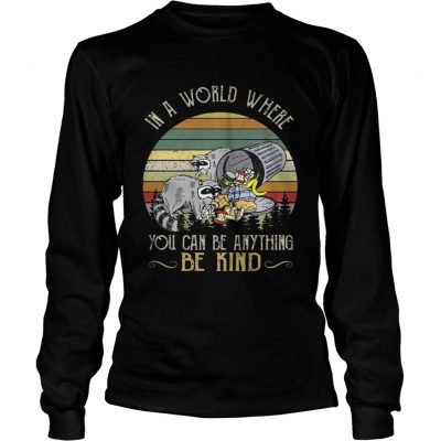Racoon in a world where you can be anything be kind sunset Longsleeve Tee