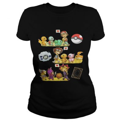 Satoshi Pokemon Yagami Taichi Digimon Yugi Muto YuGiOh Friends Ladies Tee