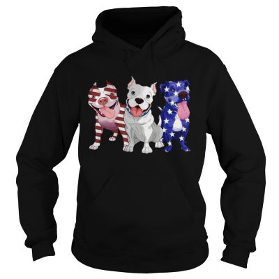 Three Pitbull American Flag Hoodie