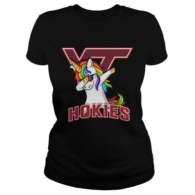 Unicorn dabbing Virginia Tech Hokies Ladies Tee