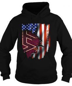 irginia Tech Hokies inside American flag Hoodie