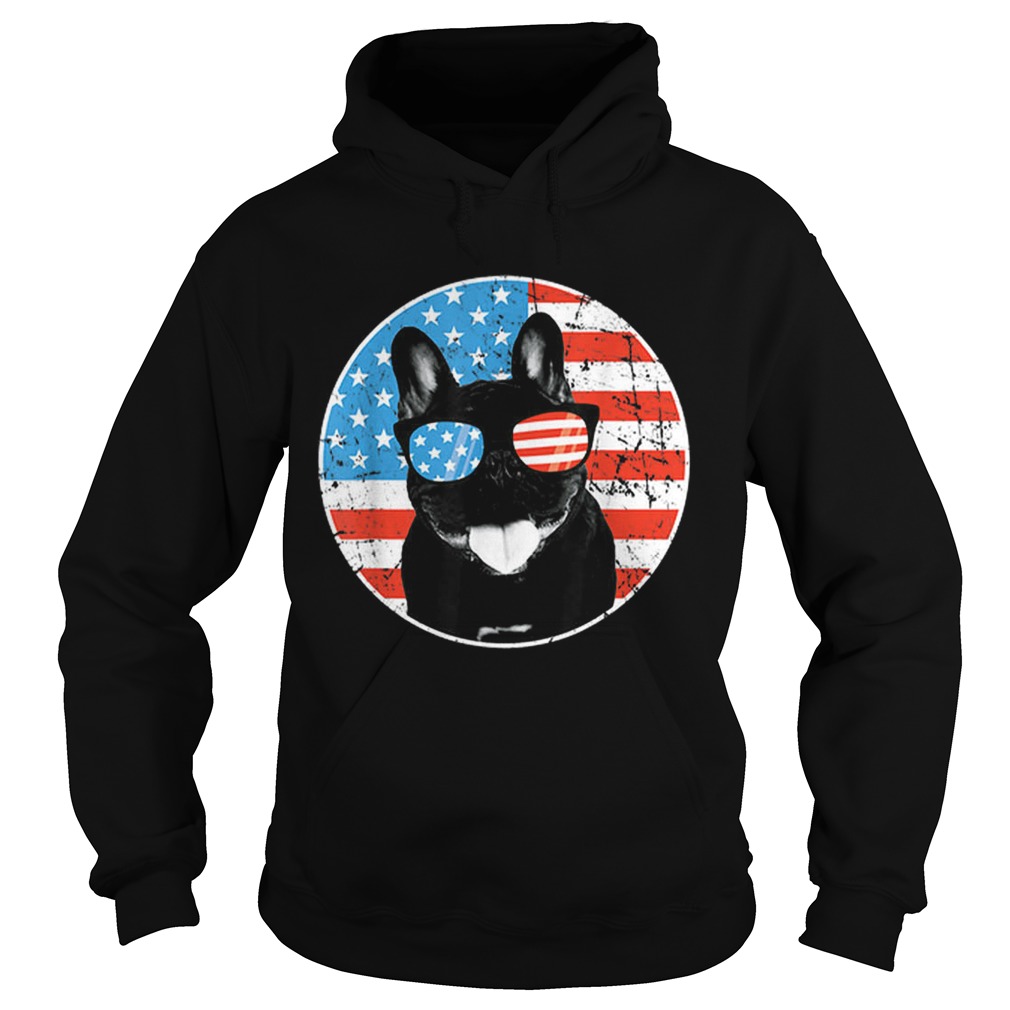 4th Of July Dog American Flag French Bulldog Hoodie
