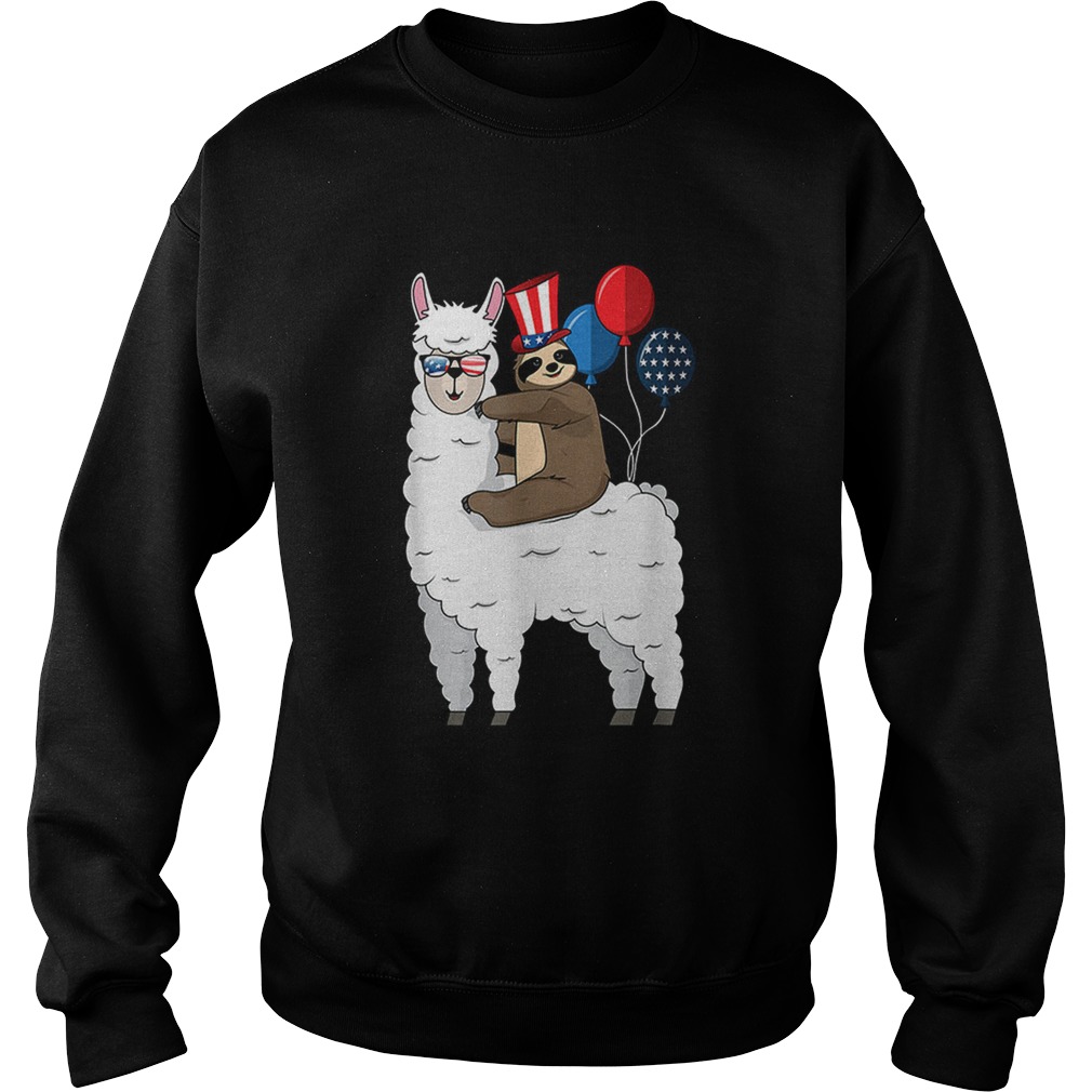 4th Of July Llama and Sloth USA Patriotic American Flag Sweatshirt