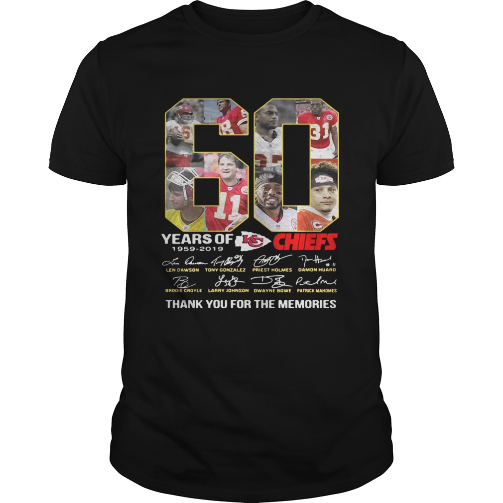 60 Years of Kansas City Chiefs 1959 2019 thank you for the memories shirt