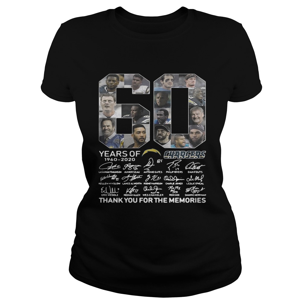 60 years of Los Angeles Chargers 1960 2020 signature thank you Classic Ladies