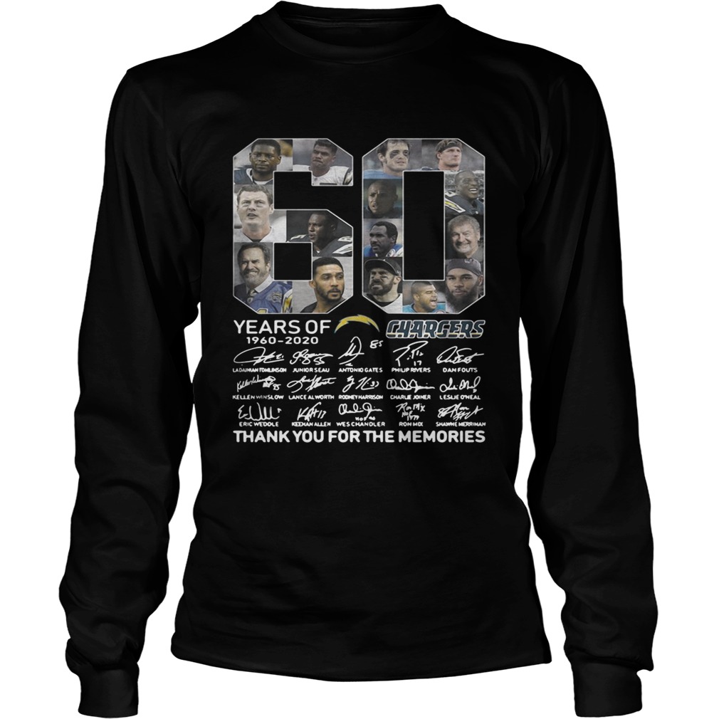 60 years of Los Angeles Chargers 1960 2020 signature thank you LongSleeve