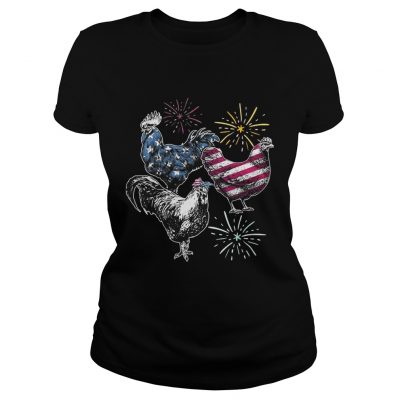 American Flag Chicken For Independence Day Funny Ladies Tee