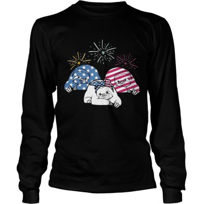 American Flag Sloths For Independence Day Funny Longsleeve Tee