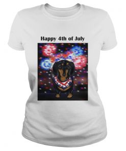 Dachshund American Flag fireworks happy 4th of July  Classic Ladies