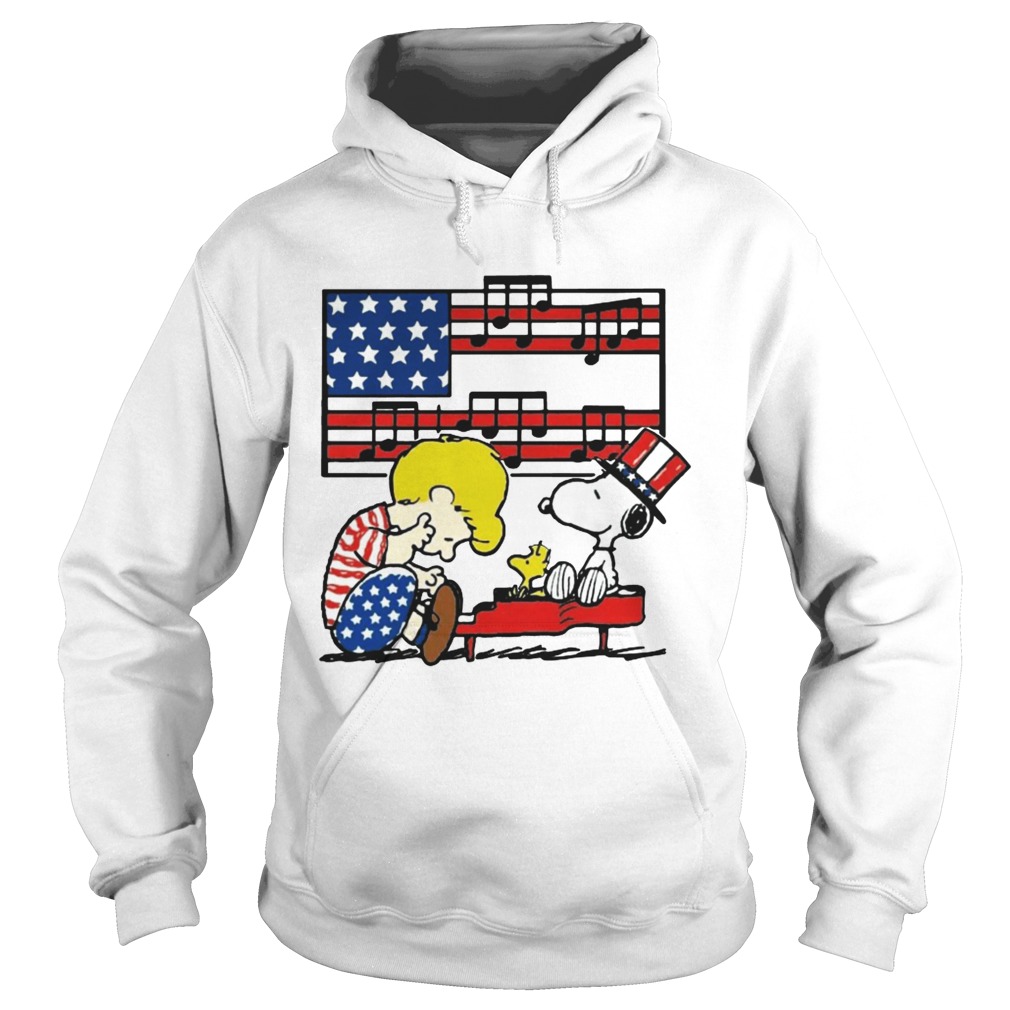 Fourth of July Schroeder playing piano Woodstock and Snoopy Hoodie
