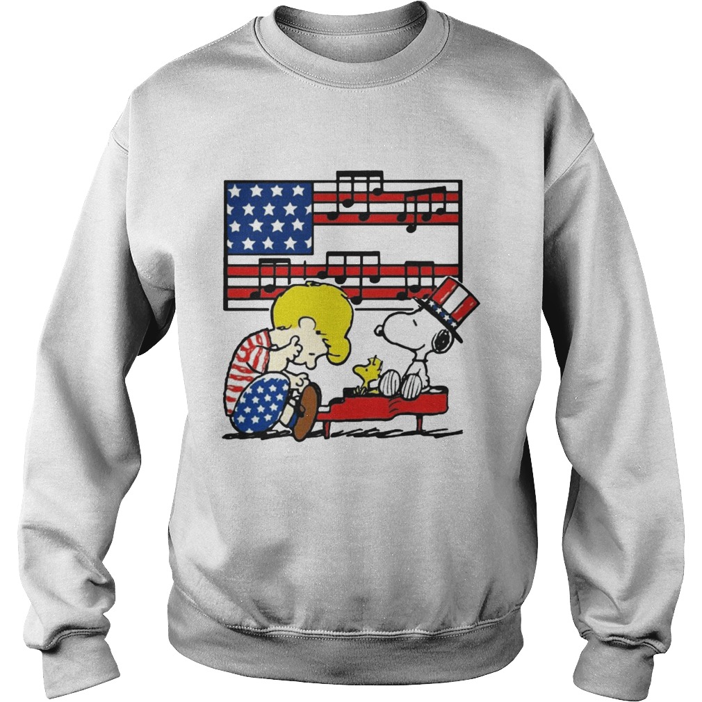 Fourth of July Schroeder playing piano Woodstock and Snoopy Sweatshirt