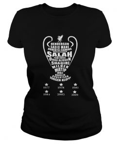 Full Team Name Liverpool 6x C1 Cup Champion TShirt Classic Ladies