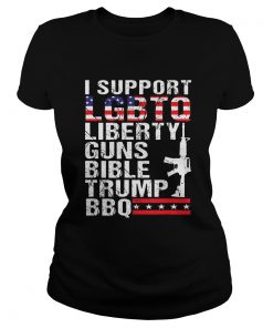 I Support Lgbtq Liberty Gun Bible Trump Bbq American Flag  Classic Ladies