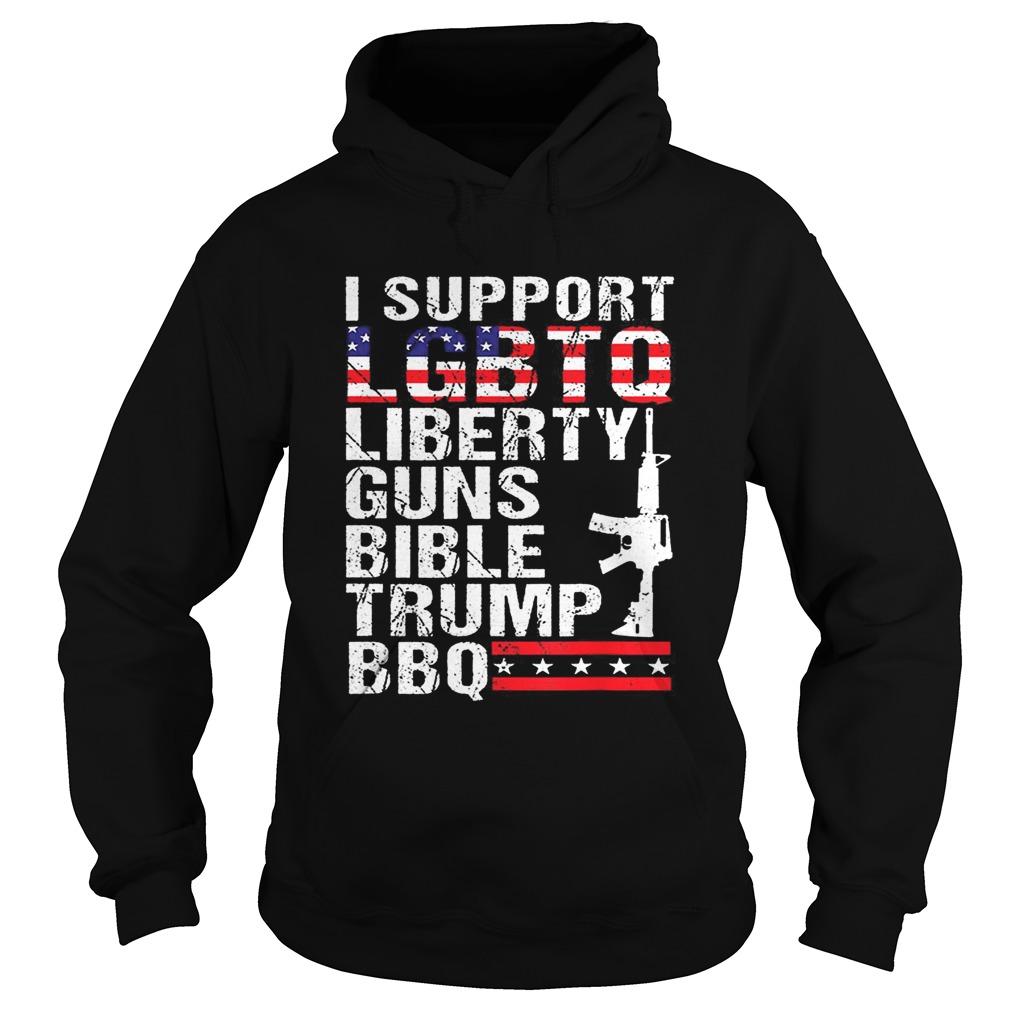 I Support Lgbtq Liberty Gun Bible Trump Bbq American Flag Hoodie