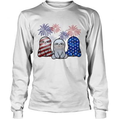 Independence day 4th of July Sloth beauty America flag Longsleeve Tee