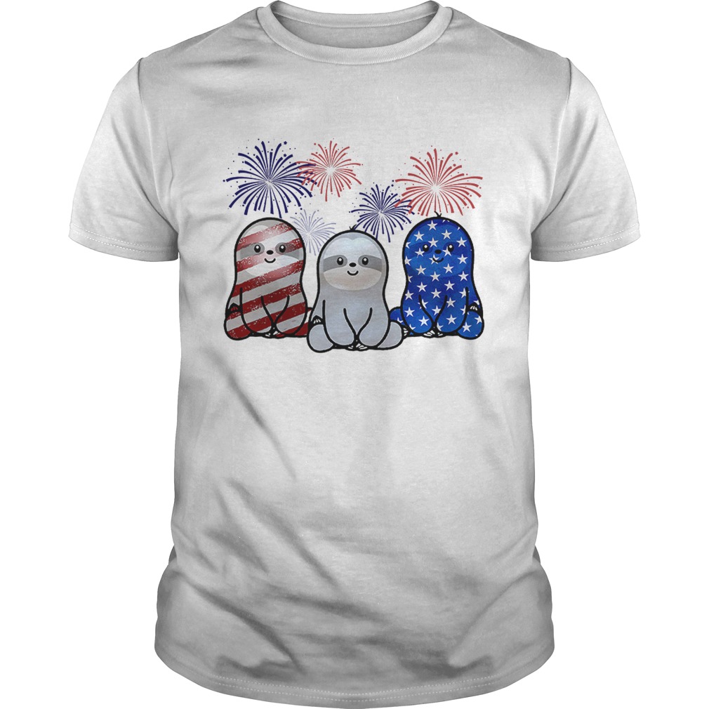 Independence day 4th of July Sloth beauty America flag shirt