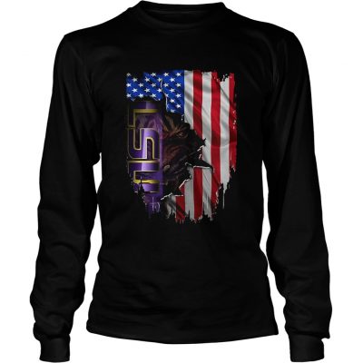 Louisiana State University LSU Tigers inside American flag Longsleeve Tee