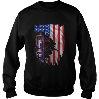 Louisiana State University LSU Tigers inside American flag Sweatshirt