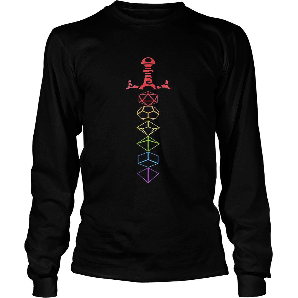 Nerdy Dice Set Collector Sword LGBT Pride D20 Shirt LongSleeve