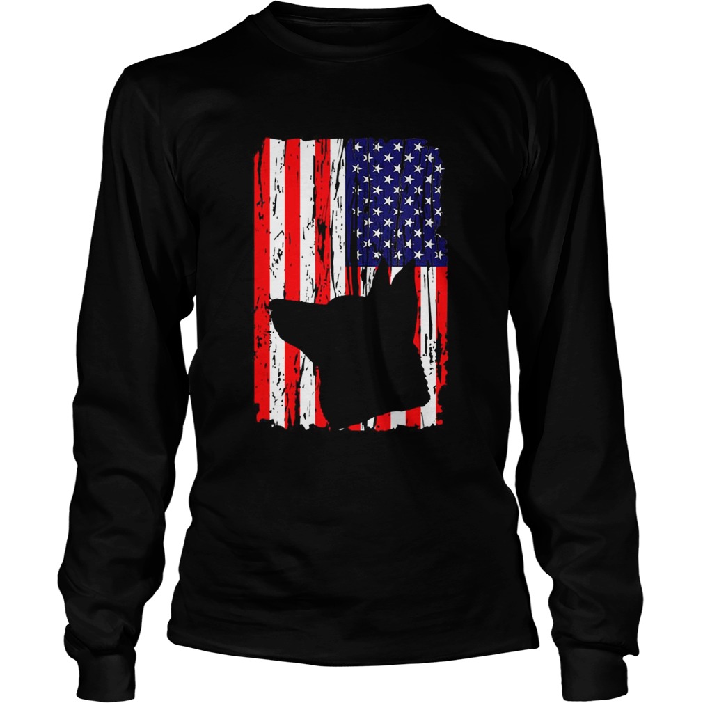 Patriotic German Shepherd American Flag Dog LongSleeve