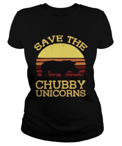 Save the chubby unicorns vintage sunset  Classic Ladies