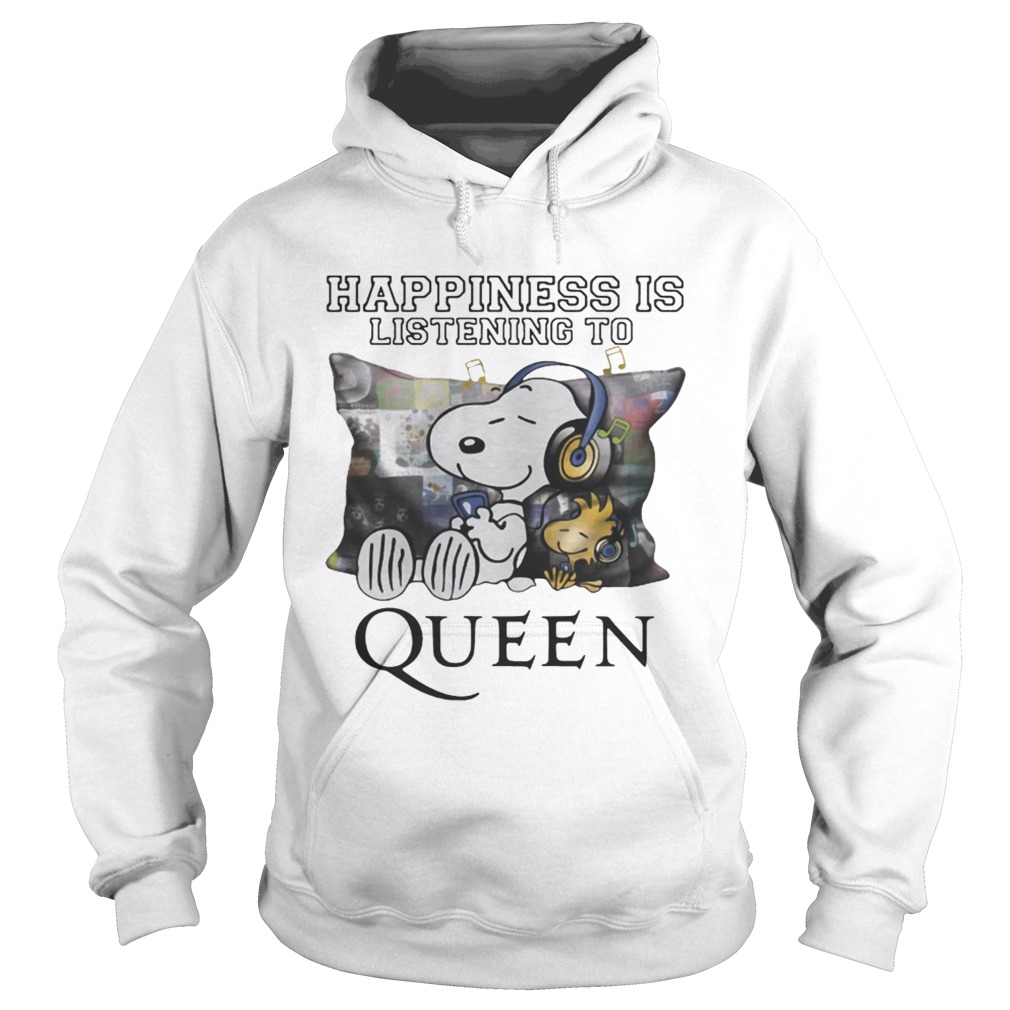 Snoopy and Woodstock happiness is listening to queen Hoodie