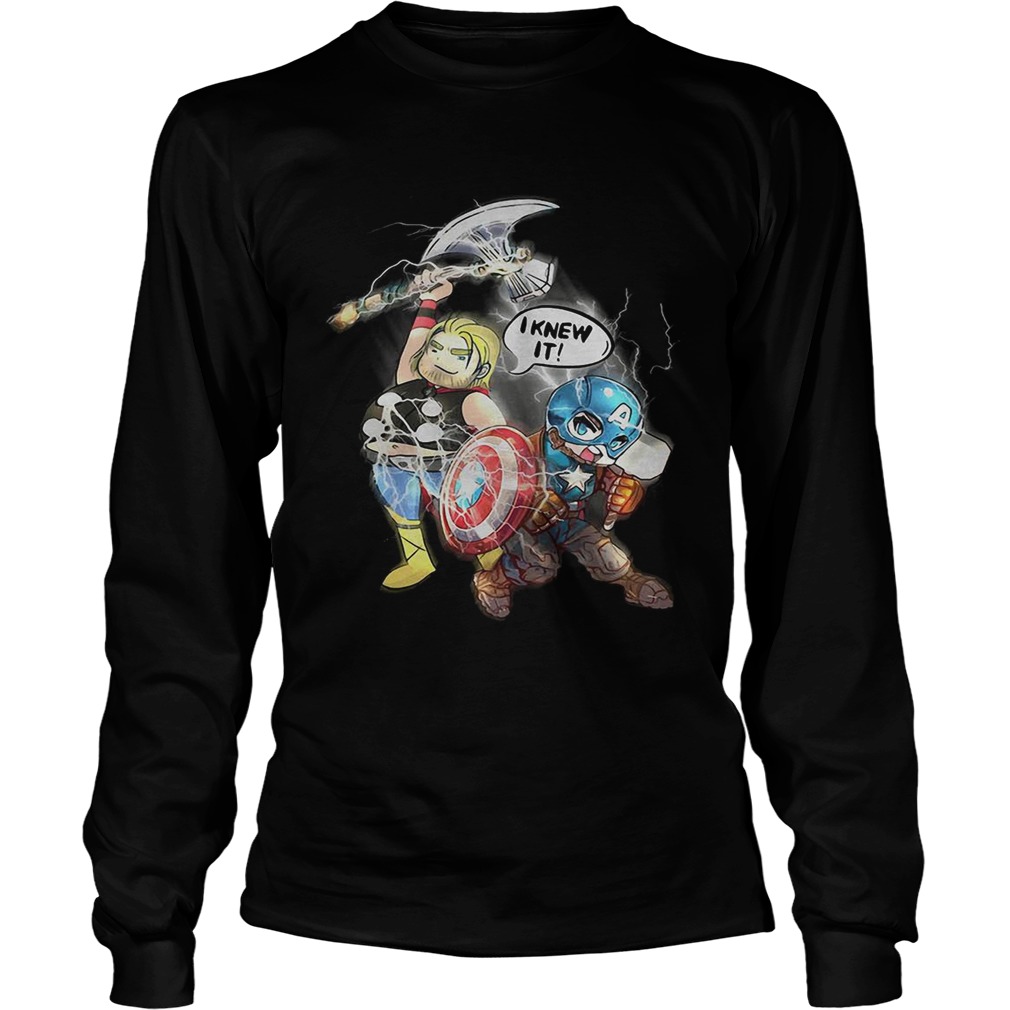 Superhero Avengers Endgame Fat Thor and Captain American I knew it LongSleeve